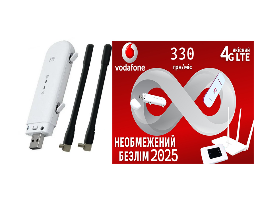 Маршрутизатор модем USB WI-FI 3G/4G LTE ZTE MF79U/2 антенны 4G LTE по 4 db и 1 месяц интернета Vodafone