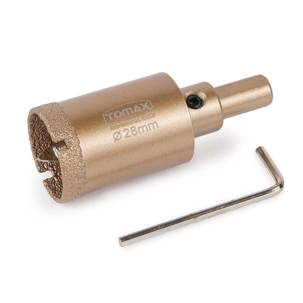 Коронка для керамогранита/плитки TOMAX 28 мм алмазная с центрирующим сверлом (1689035623) - фото 1