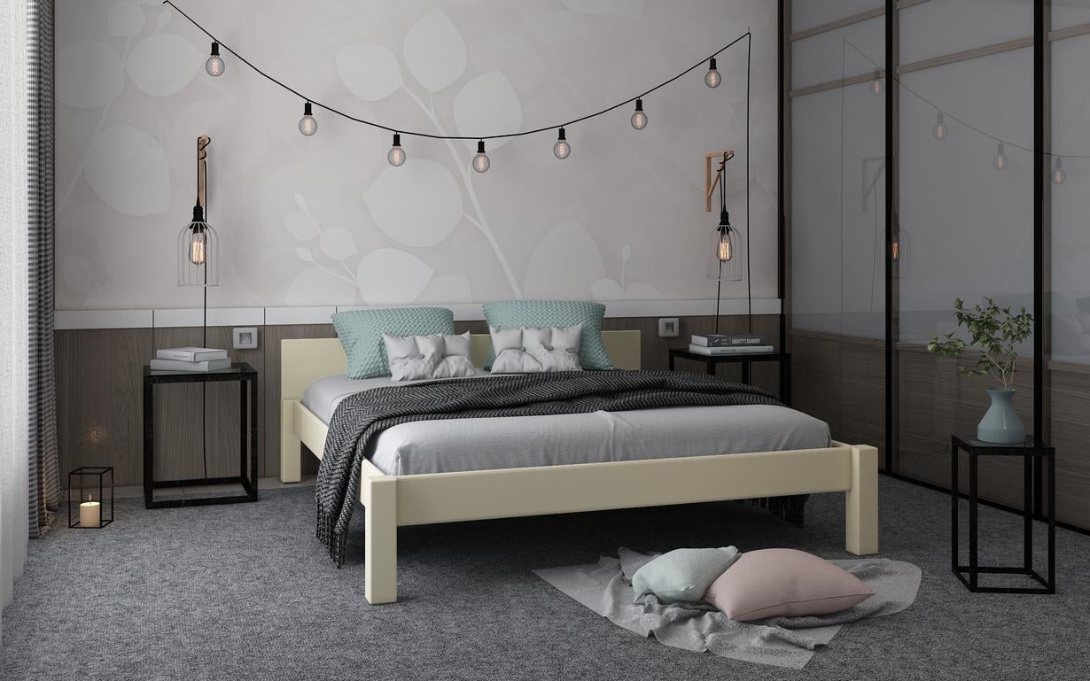 Ліжко двоспальне STEMMA Комфорт із натурального дерева сосна 160x200 см Айворі (52142)