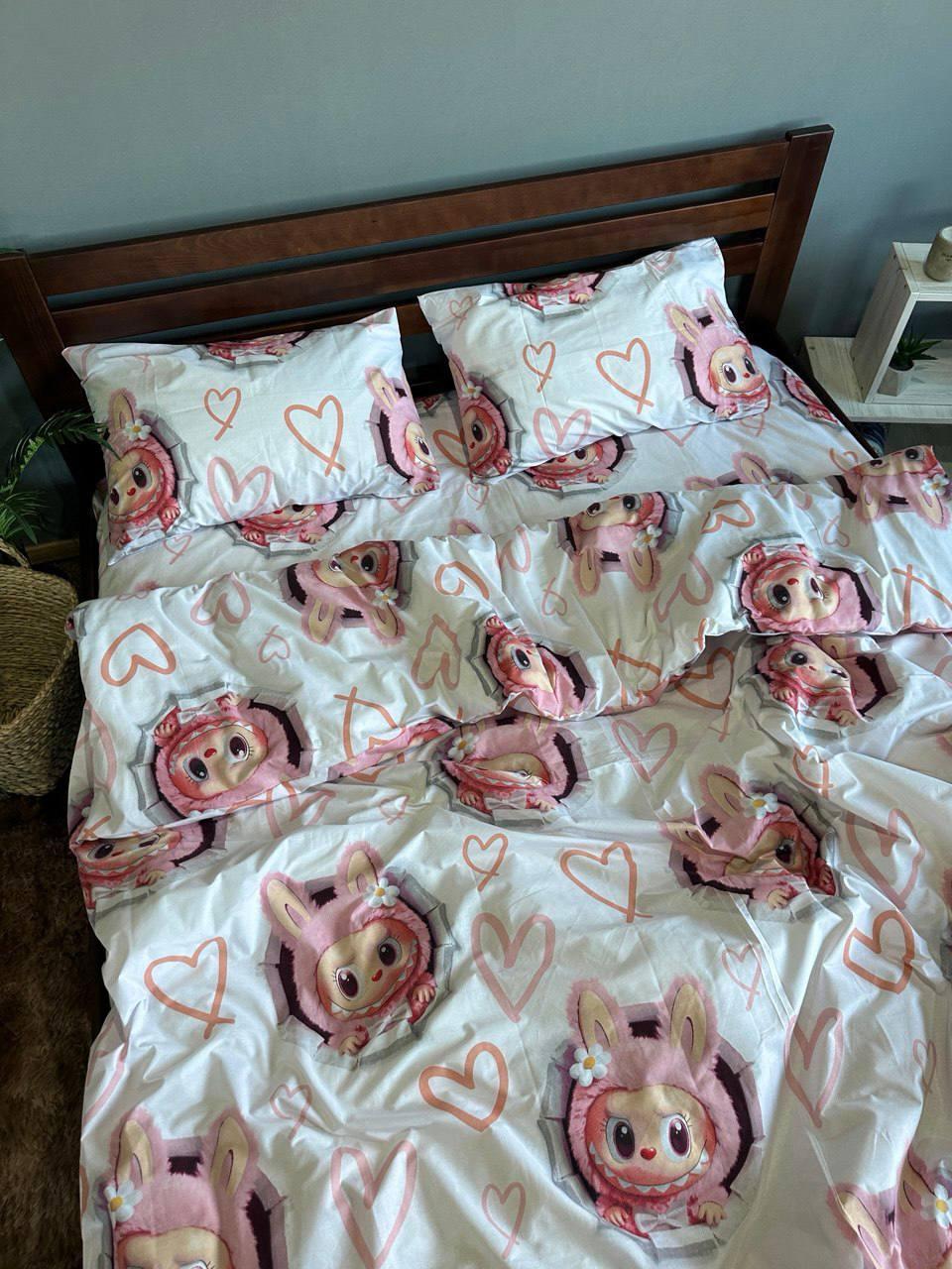 Комплект постельного белья Лабубу 2 хлопковый полуторный 150х220/70х70 см Белый (32400269)