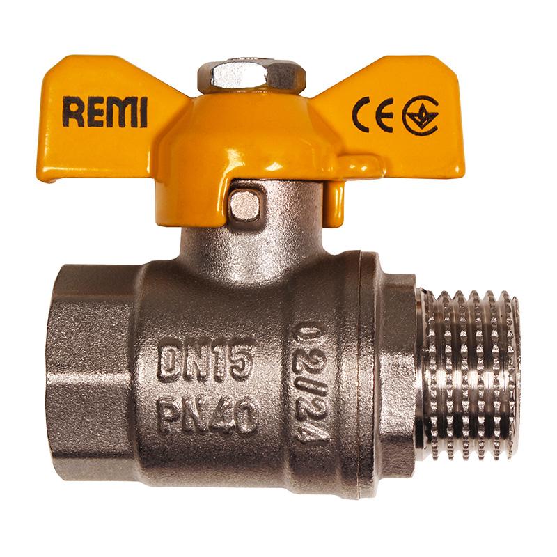 Кран газовый шаровый никелированный Remi ВН 3/4”