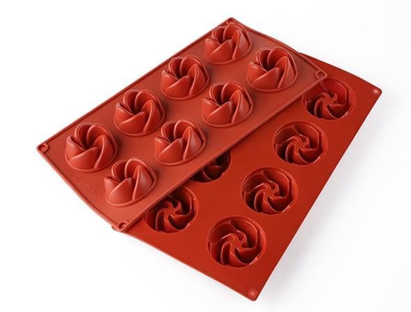 Форма силиконовая One Chef для выпечки Профи Аврора d 5,5 см h 2,2 см на 8 ячеек Красный