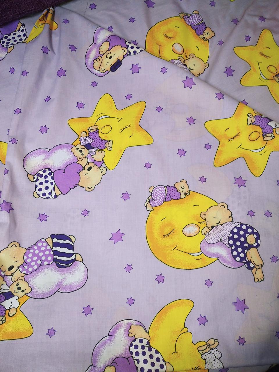 Комплект постельного белья Мишки на месяце 4 пр. Сиреневый (2103838355)
