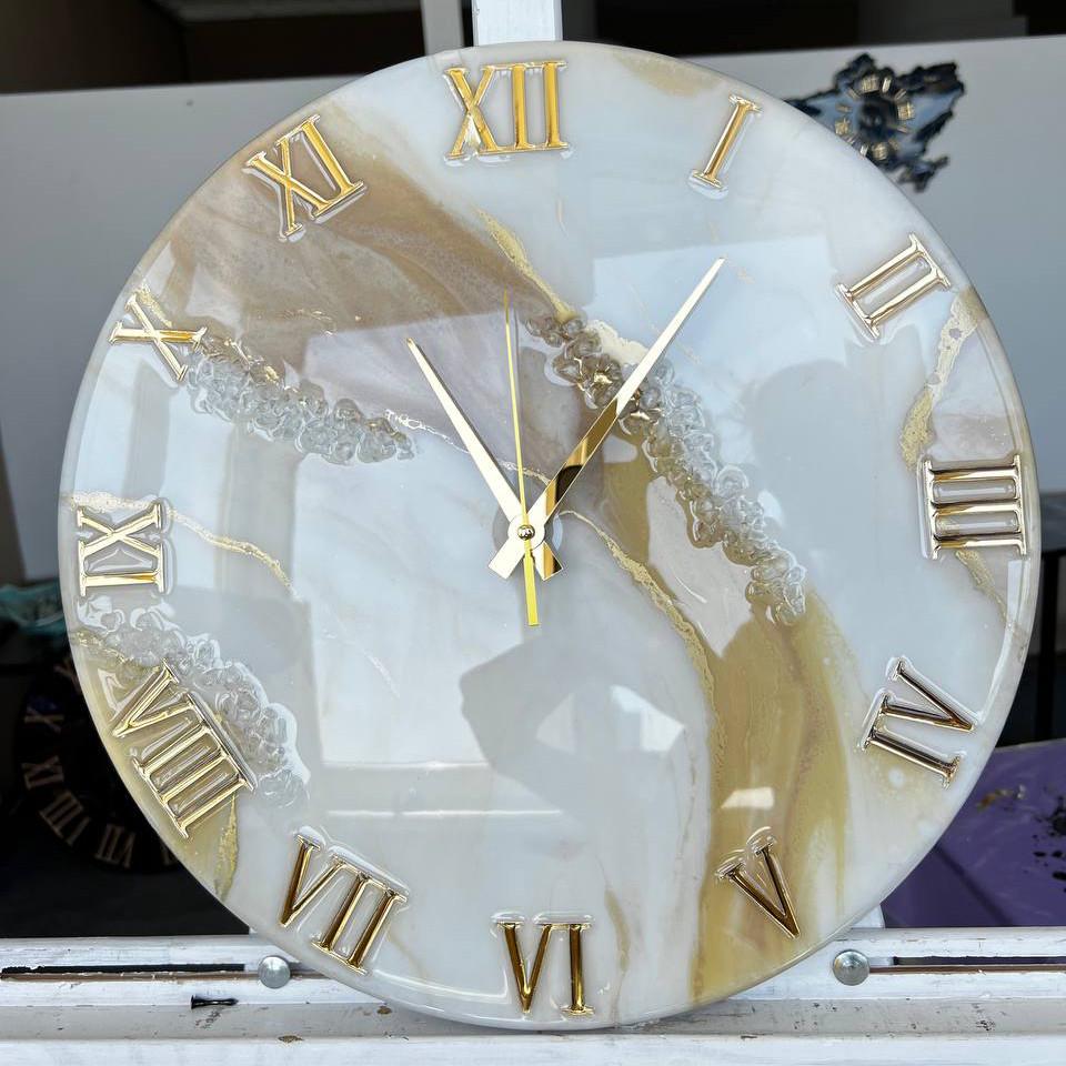 Часы настенные круглые из эпоксидной смолы EPOXY M180 35х35 см