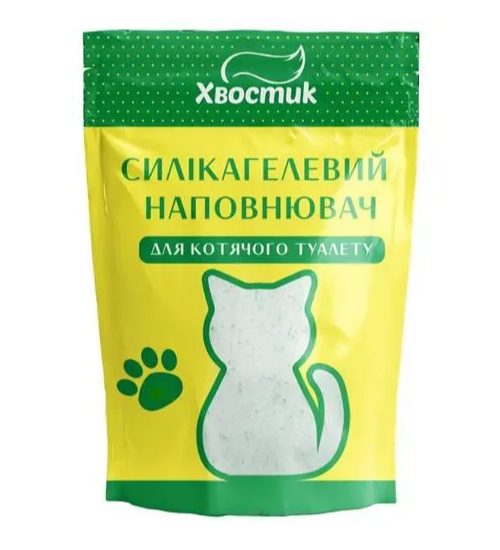 Наповнювач для котячого туалету силікагелевий Хвостик дрібний із зеленими гранулами 10 л (163084)