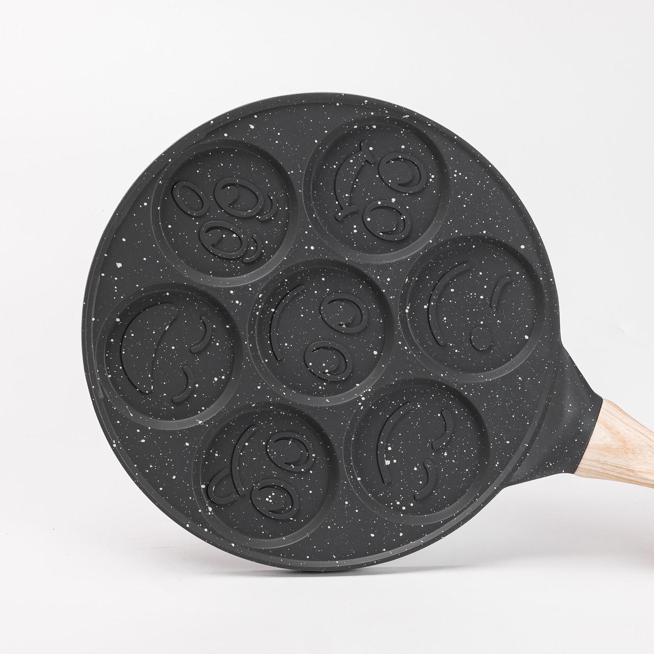 Сковорода смайл на 7 секций для панкейков 26,5 см Черный (4876)