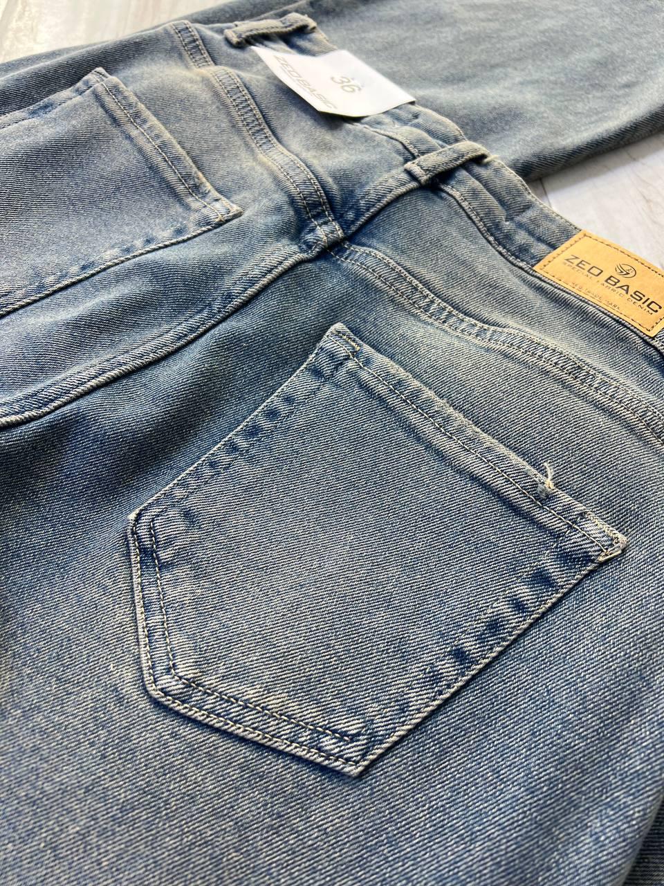 Джинсы женские Zeo Basic 4679 клеш от колена высокая посадка стрейчевые винтажные р. 34 Голубой (3631) - фото 6