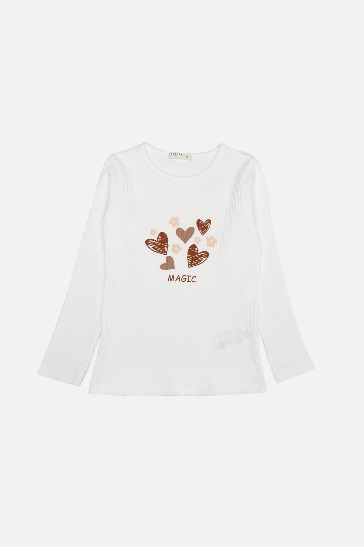 Футболка з довгим рукавом для дівчинки ЦБ-00245653 104 см Білий (28575870)