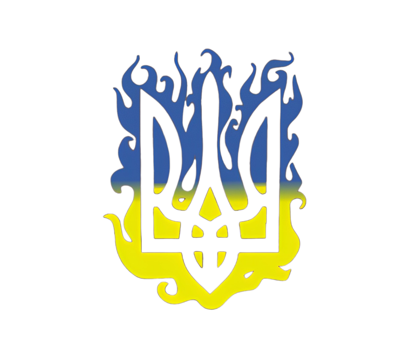 Наклейка на авто Герб України Жовто-синій полум'я 80 см (9880346)