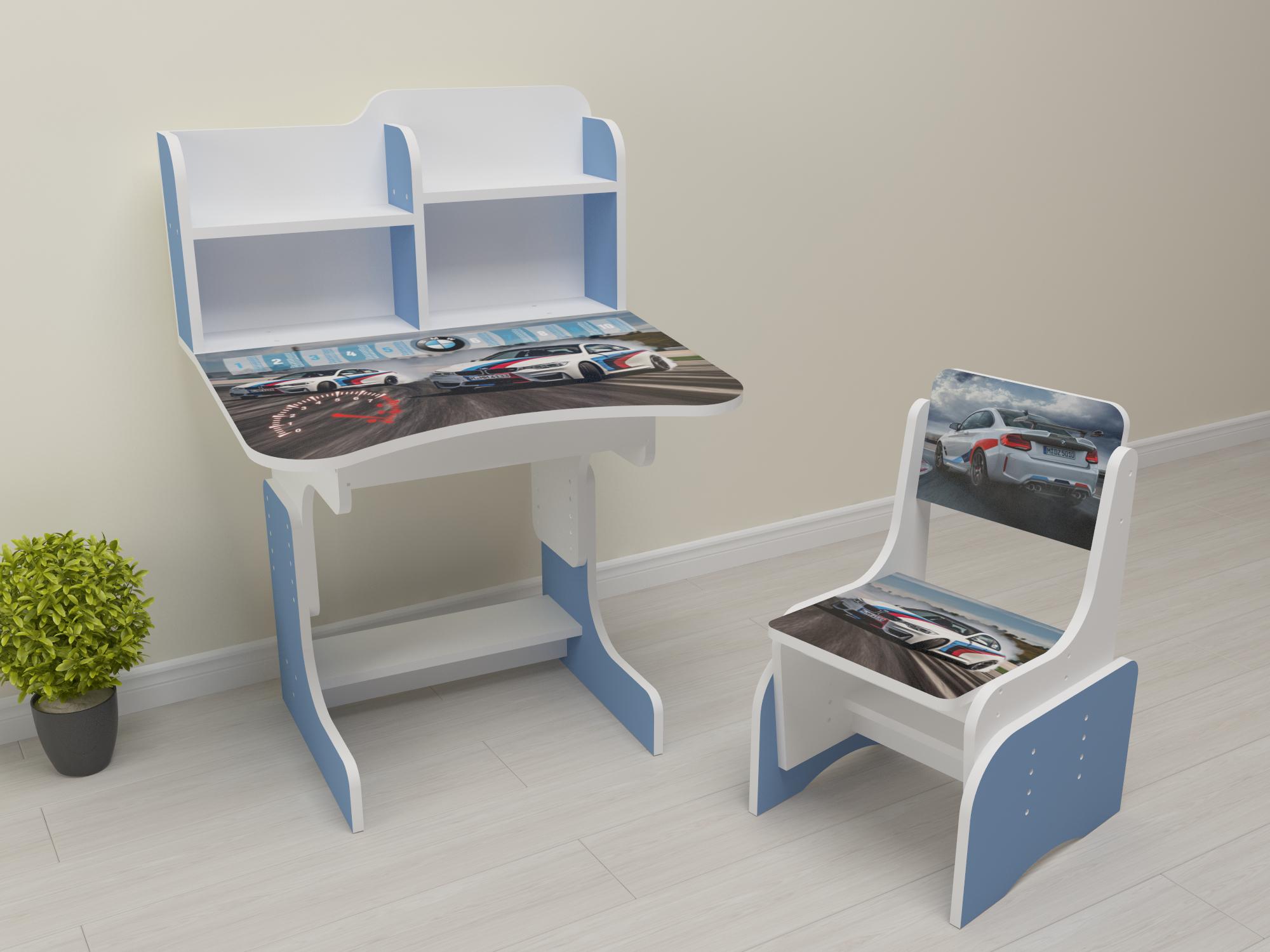 Комплект парта і стілець-трансформери БМВ від 3 років Блакитний (027)