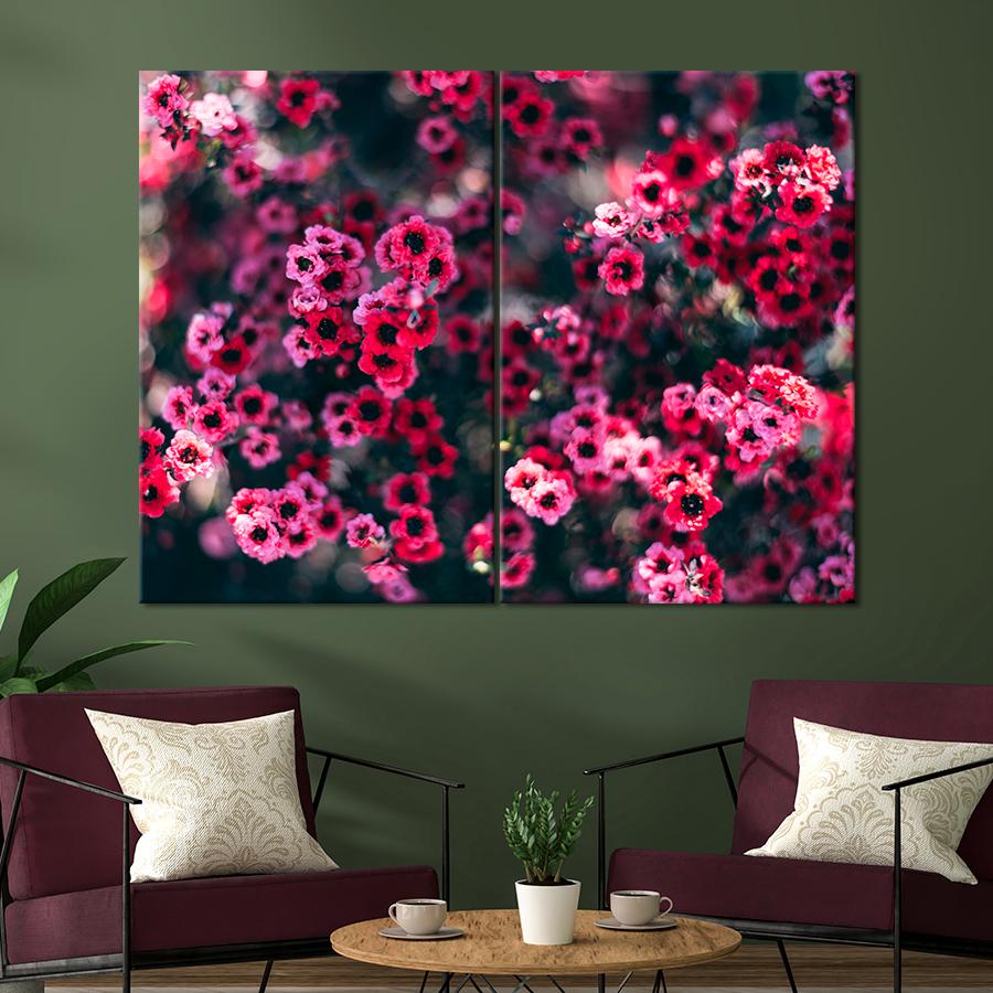 Картина цветы и растения Маленькие розовые цветы на кусте 111x81 см (A1032-2)