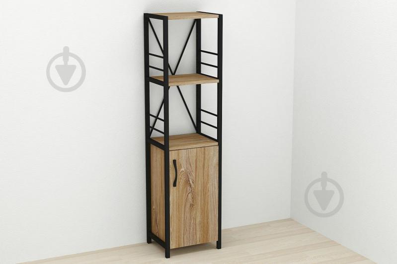 Этажерка 3/34 Ferrum-decor Серии Конект с тумбой  144x34x28 Черный ДСП Таверна (FD1005)