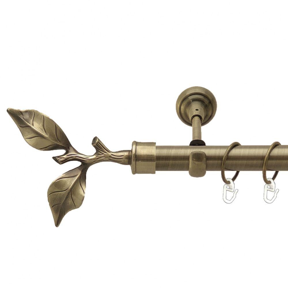 Карниз Orvit Листок Троянди металевий однорядний відкритий гладка труба кільце металеве 25 мм 240 см Антик (4223988)