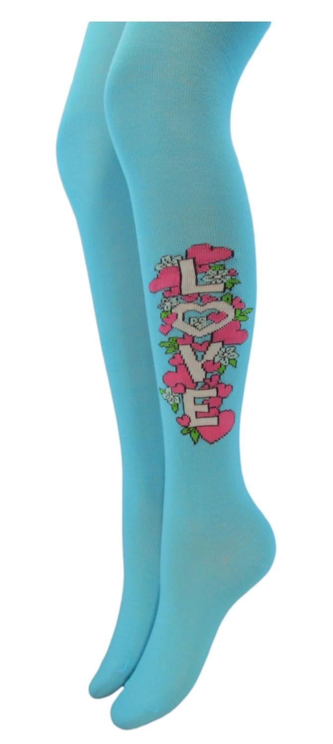 Колготки детские демисезонные Олми 1011д 194 Love цветочек 116-122 см р. 18 Бирюзовый (68169)