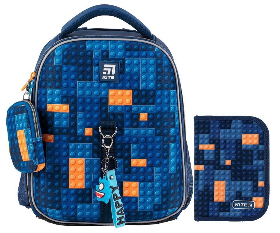 Рюкзак школьный KITE Education Blocks каркасный с пеналом (202763)
