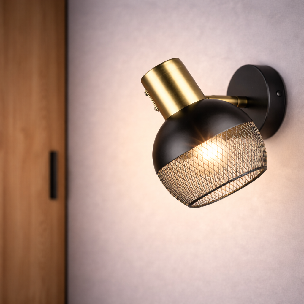 Бра Sirius с регулируемым углом наклона плафона под лампу Е27 Черный/Медный (B N6237/1 BK+COP)