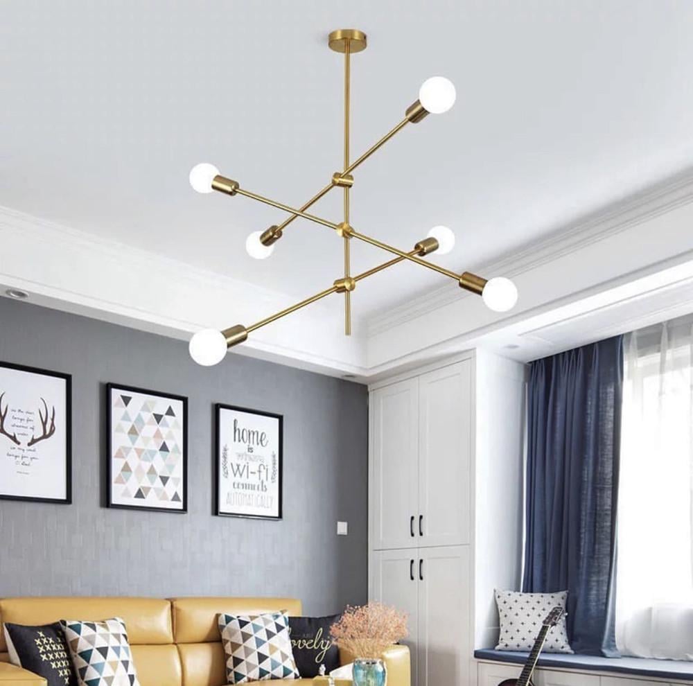 Світильник мінімалістичний на 6 патронів з цоколем Е27 Латунь (AOC14/6)