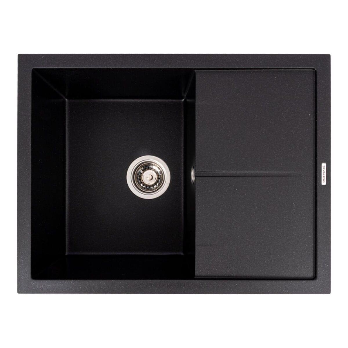 Мойка гранитная Valeso Cripta 650х500 врезная прямоугольная Черный металлик матовый (PLTM-SP000049239)