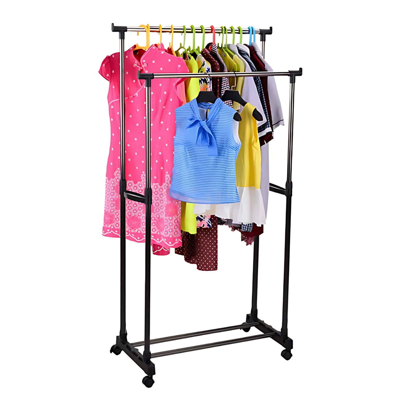 Вешалка-стойкая для одежды телескопическая на колесиках Черный (7020128093)