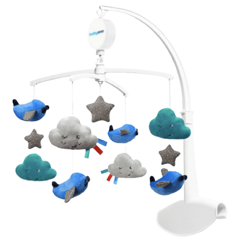 Мобиль-карусель для кроватки музыкальный BabyOno Облака и самолетики (348)