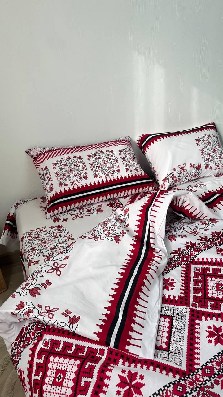 Комплект постільної білизни бязь Голд вишиванка двухспальний 50х70 см 175x210 см