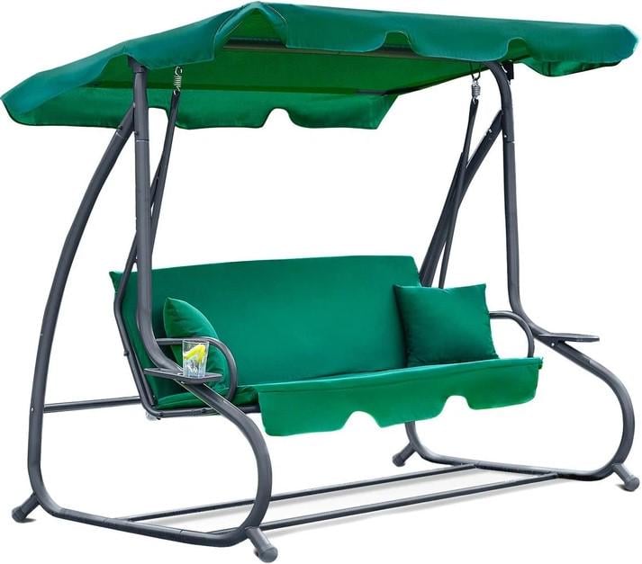 Садова гойдалка Fregat Relax Plus 3-х місна з подушками 2 шт. Зелений (34493577)