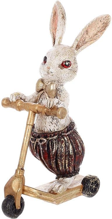 Статуэтка декоративная Кролик-мальчик на самокате полистоун 25 см
