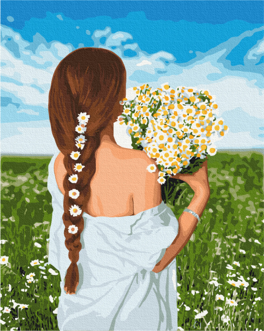 Картина по номерам Brushme Девушка с ромашками 40x50 см (BS51714)