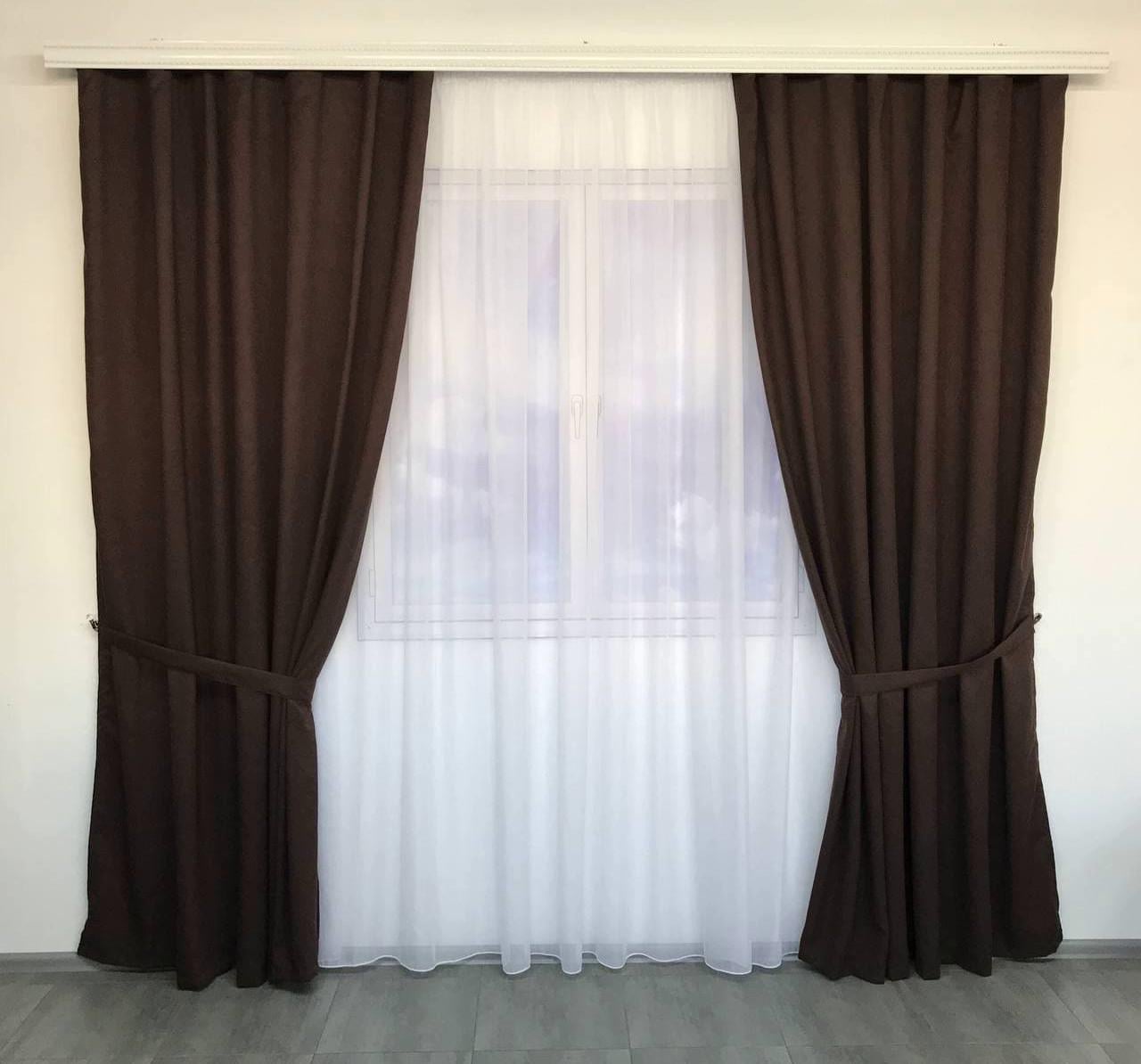 Комплект штор из микровелюра на тесьме ALBO 200x270 см 2 шт. Шоколадный (SH-PK-14)