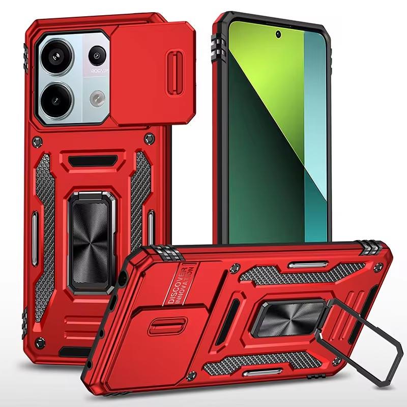 Ударопрочный чехол Camshield Army Ring для Xiaomi Poco X6 Pro Красный/Red