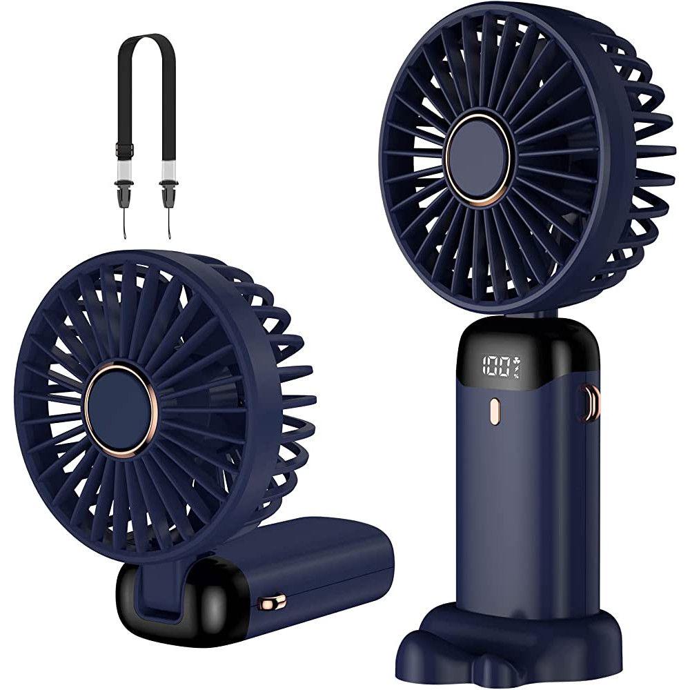 Вентилятор портативний Mini fan AND XL-880 9 см з підставкою для телефону та дисплеєм Синій (18189412) - фото 2