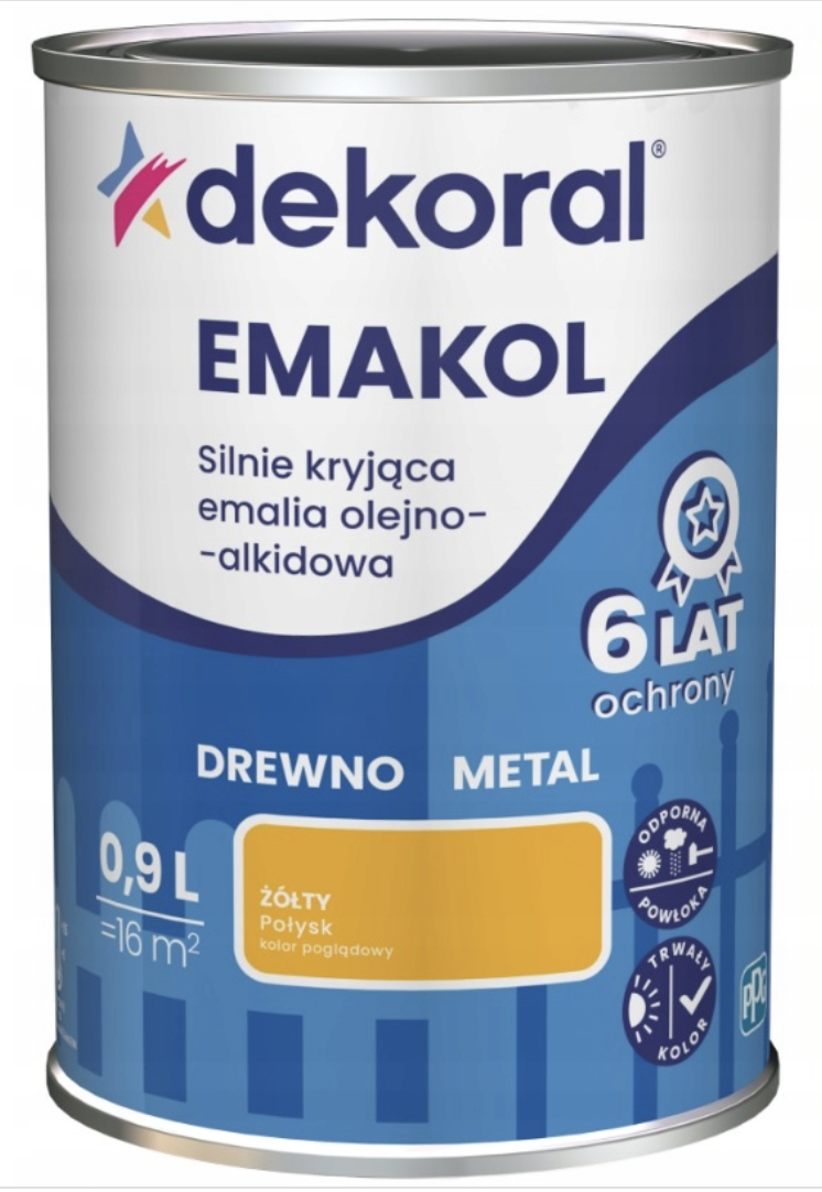 Эмаль для дерева и металла Dekoral Emakol 0,9 л Желтый RAL 1033 (2600614911) - фото 1