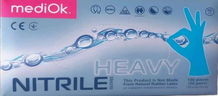 Рукавички нітрилові неопудрені MediOk HEAVY текстуровані M Блакитний