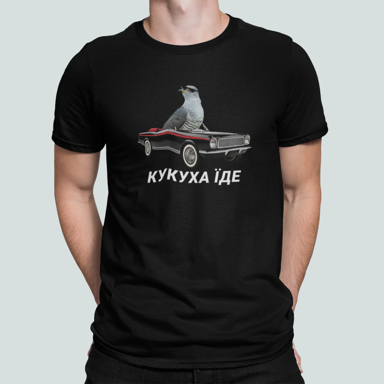 Футболка мужская Stedman с принтом "Кукуха їде" M Черный (ПН402-2)