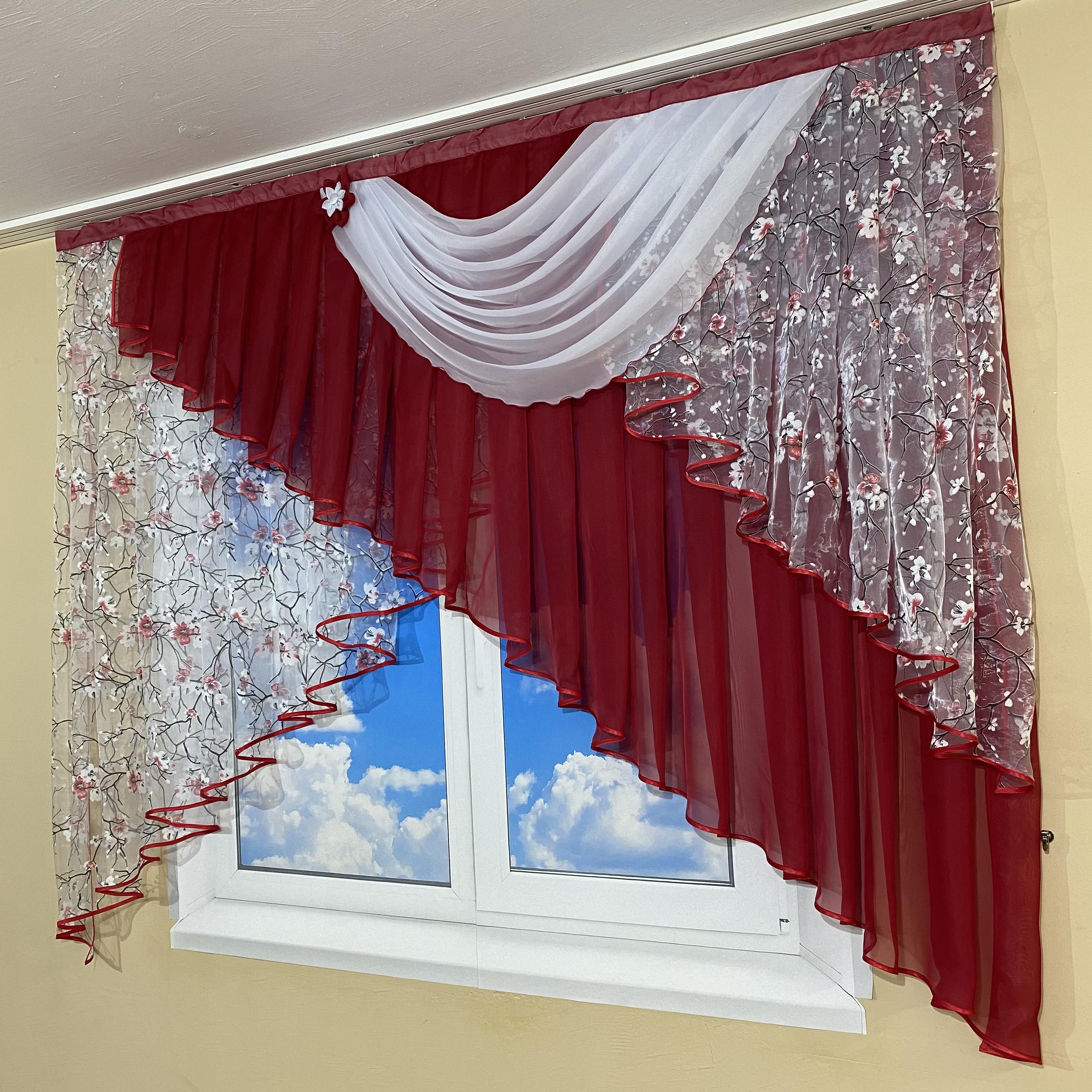 Тюль на кухню TG Home №446 Красный (445-11/907) - фото 3 Тюль на кухню TG Home №446 Красный (445-11/907) - фото 3