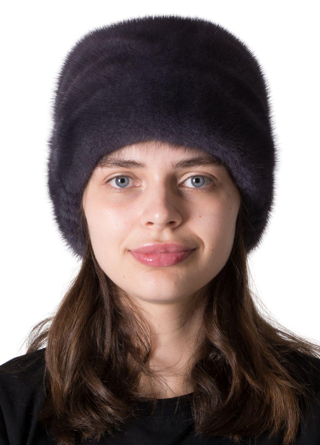 Кубанка Стразы из натурального меха норки M-L Ирис (075/D)