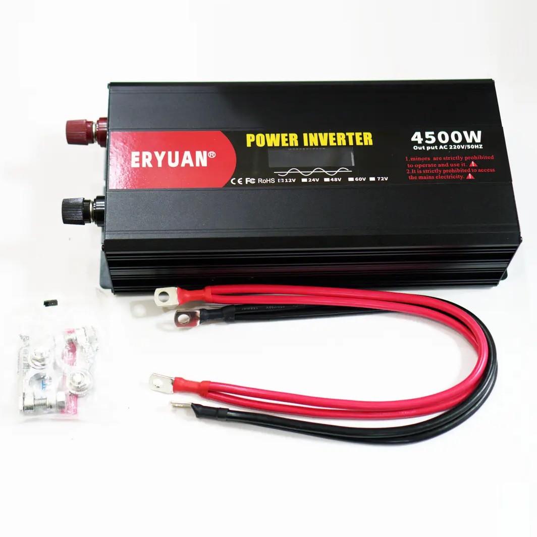 Преобразователь напряжения Eryuan 4500 W LCD DC/AC 12-220 V с чистой синусоидой и вольтметром Black (2024911628) - фото 6