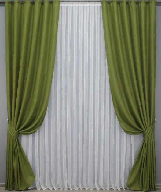 Комплект штор лен/мешковина 1,5х2,75 м 2 шт. Оливковый (1356ш)