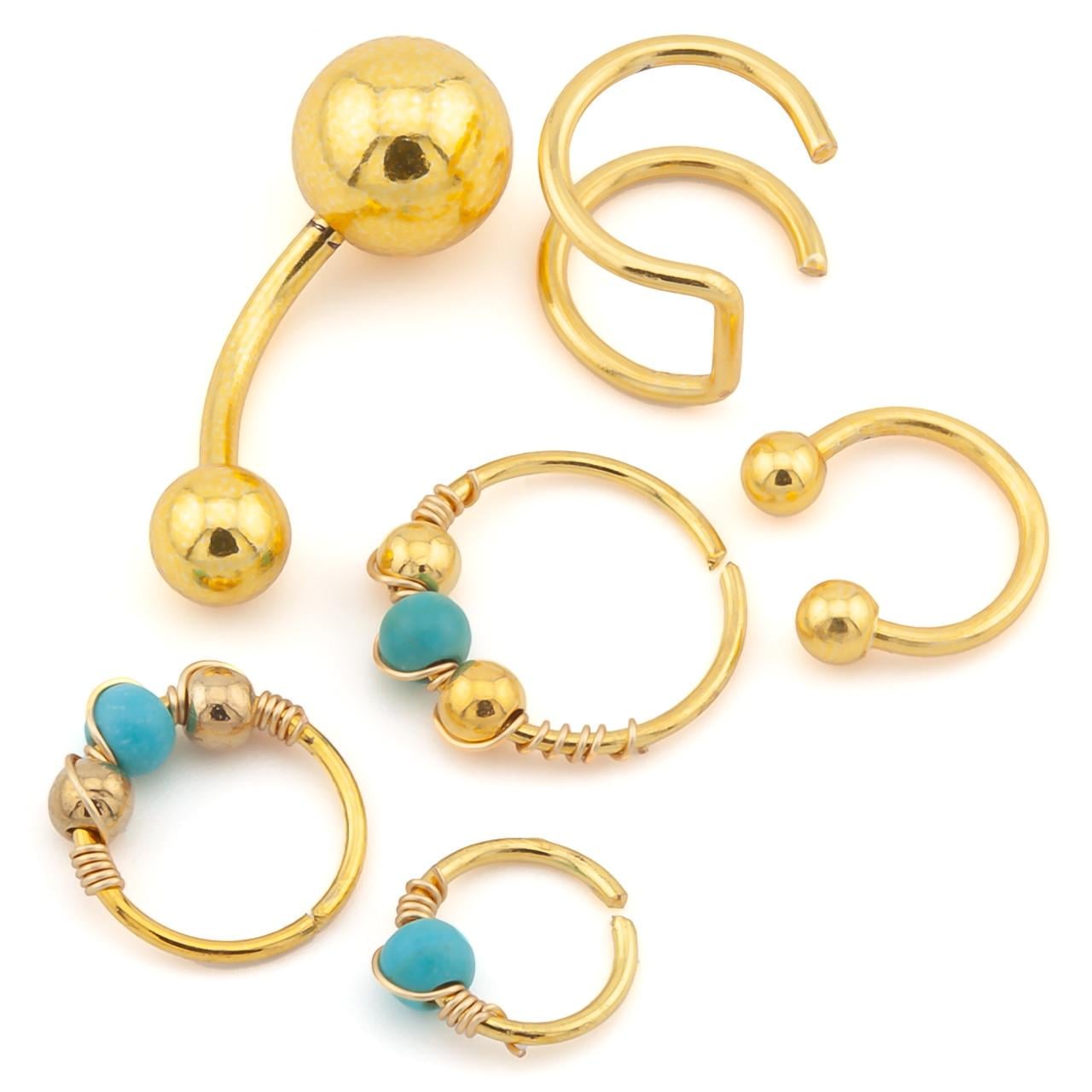 Набор подарочный пирсинга металлического 6 шт. Золотистый (НП1107п07)