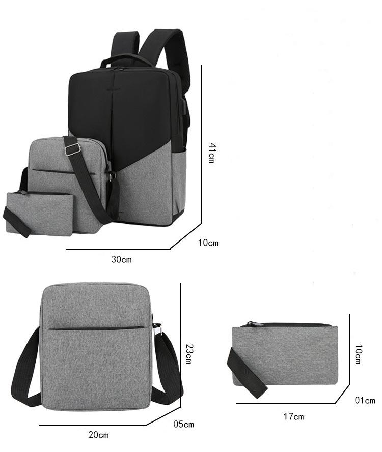 Рюкзак протиударний для ноутбука 15,6" 3в1 Чорний/Сірий (IBN032BS) - фото 12