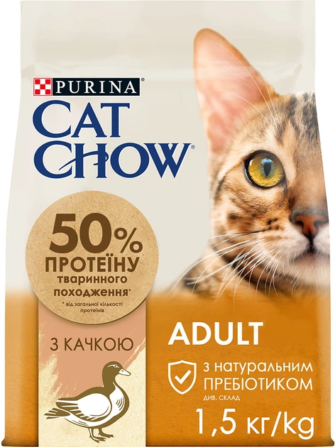 Корм сухий для дорослих котів Purina Cat Chow Adult з качкою 1,5 кг (94117)