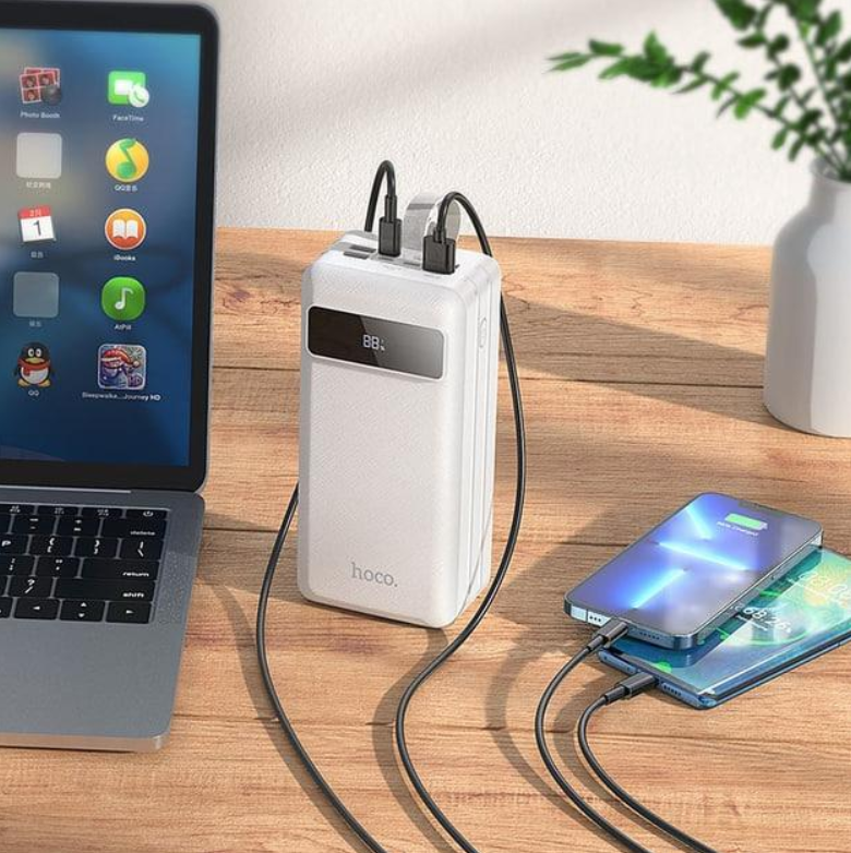 Повербанк Hoco 4USB/Lightning/Type-C J86B QC3.0+PD3.0 с быстрой зарядкой 60000 mAh 20W Белый - фото 2