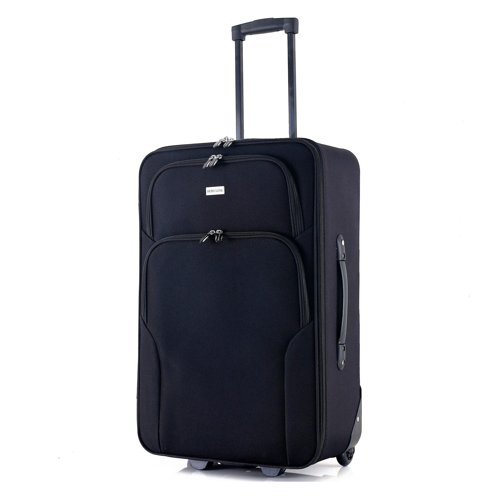 Валіза SEMI LINE 24" на 2 колесах поліестер 600D захищені колеса та 2 кишені об'єм 50 л Чорний