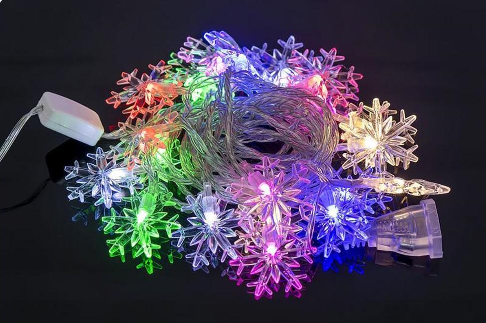 Гирлянда электрическая D-19 Garland Снежинки LED цветная 20 шт. 4 м (247)