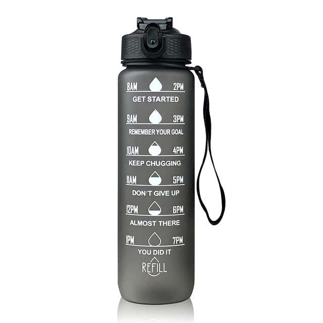 Пляшка для води Refill C 1000 мл з таймером Black (5001)