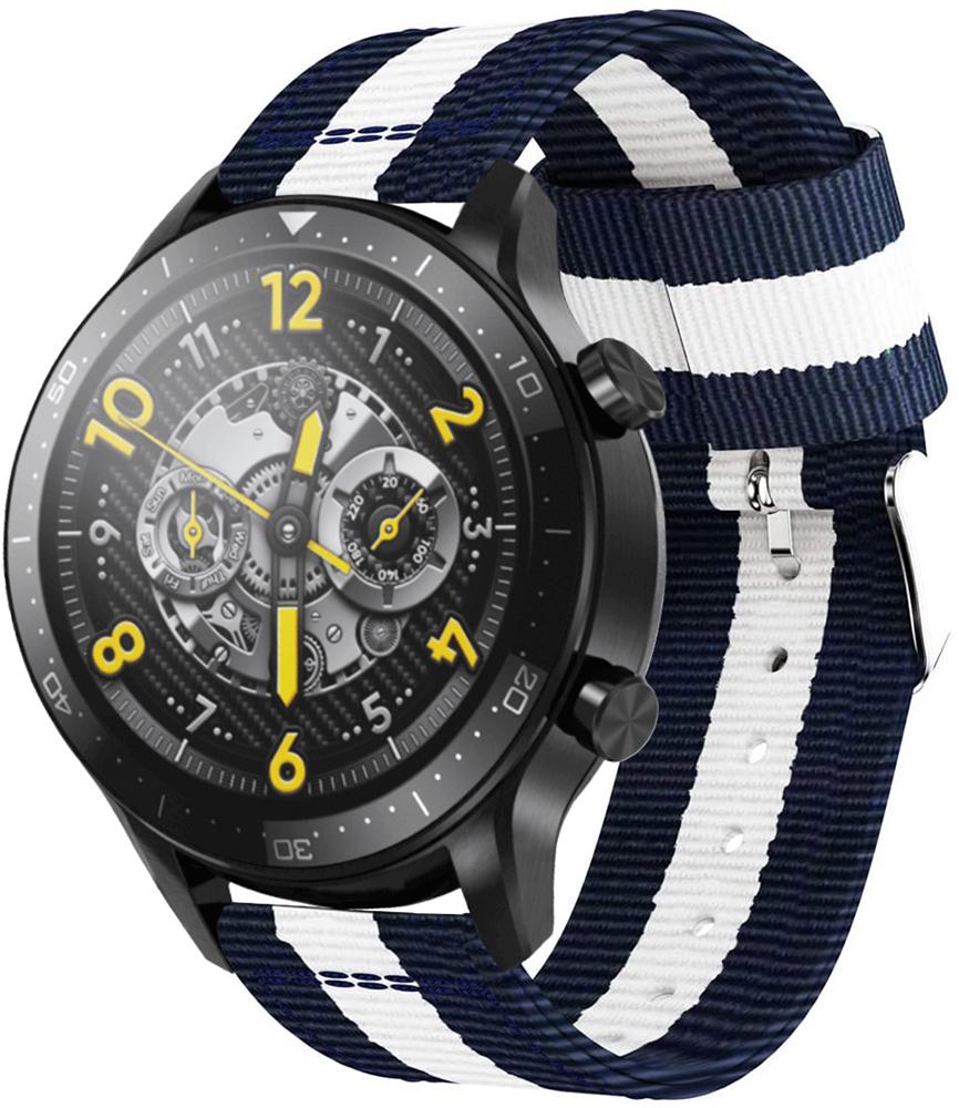 Ремешок тканевый Canvas для Realme Watch S Pro Blue/White (22592)