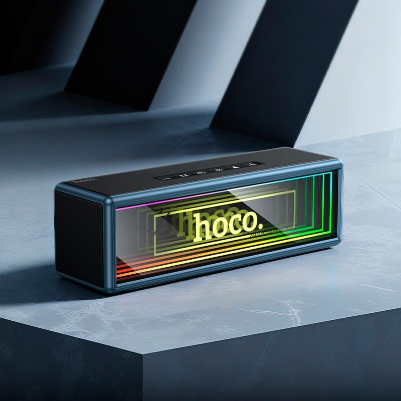 Колонка портативна Bluetooth Hoco HC40 Abyss Mirror Light Effect Black - фото 5