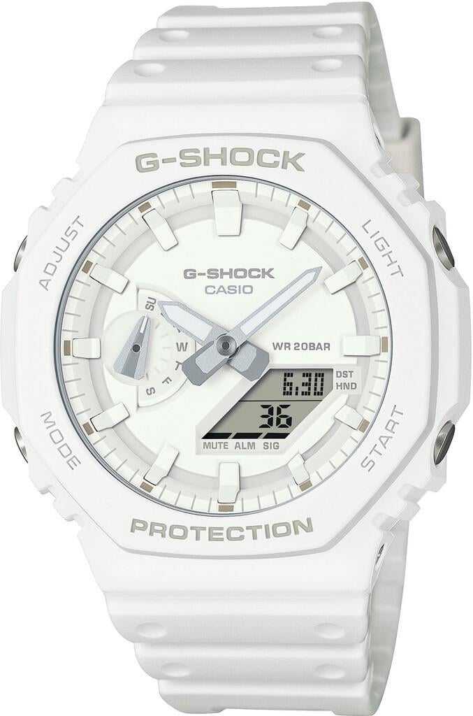 Наручные часы мужские Casio G-Shock GA-2100-7A7 ударопрочные с карбоновым корпусом/водозащитой 200 м/подсветкой Белый (3048976924)