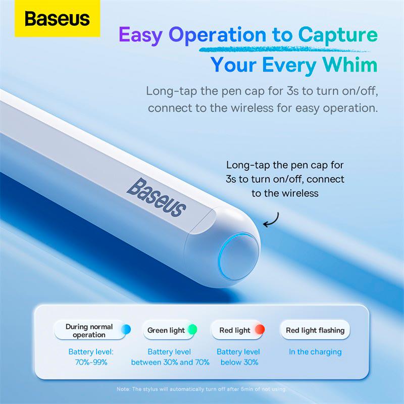 Стилус BASEUS SXBC020102 Smooth Writing Wireless/Wireless Version White (575698) - фото 7