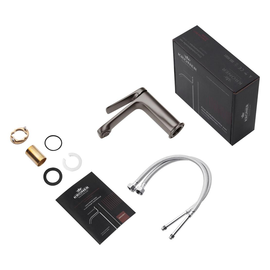 Смеситель для раковины Kroner KRP Makon GRP010 Графит (CV033867) - фото 7 Смеситель для раковины Kroner KRP Makon GRP010 Графит (CV033867) - фото 7